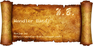 Wendler Bató névjegykártya
